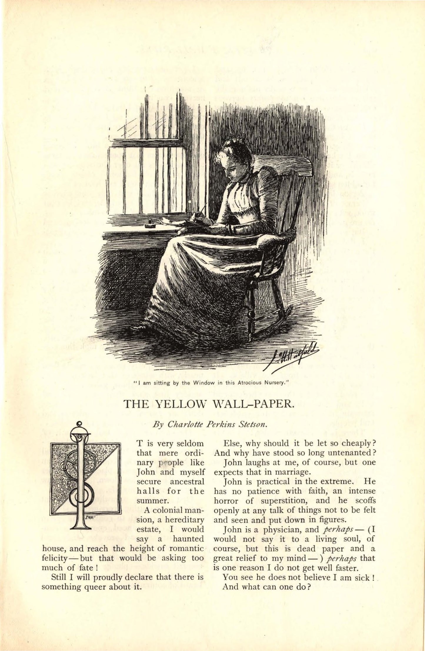 Gilman, Charlotte Perkins, The Yellow Wallpaper, 1892 facsimile (10) (10 pages)