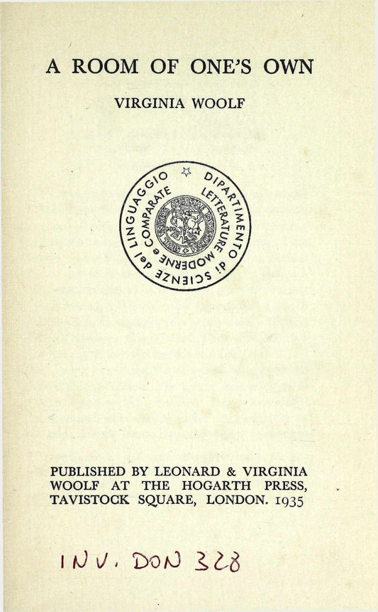 Woolf, Virginia, A Room of One's Own, 1935 facsimile (172 pages)
